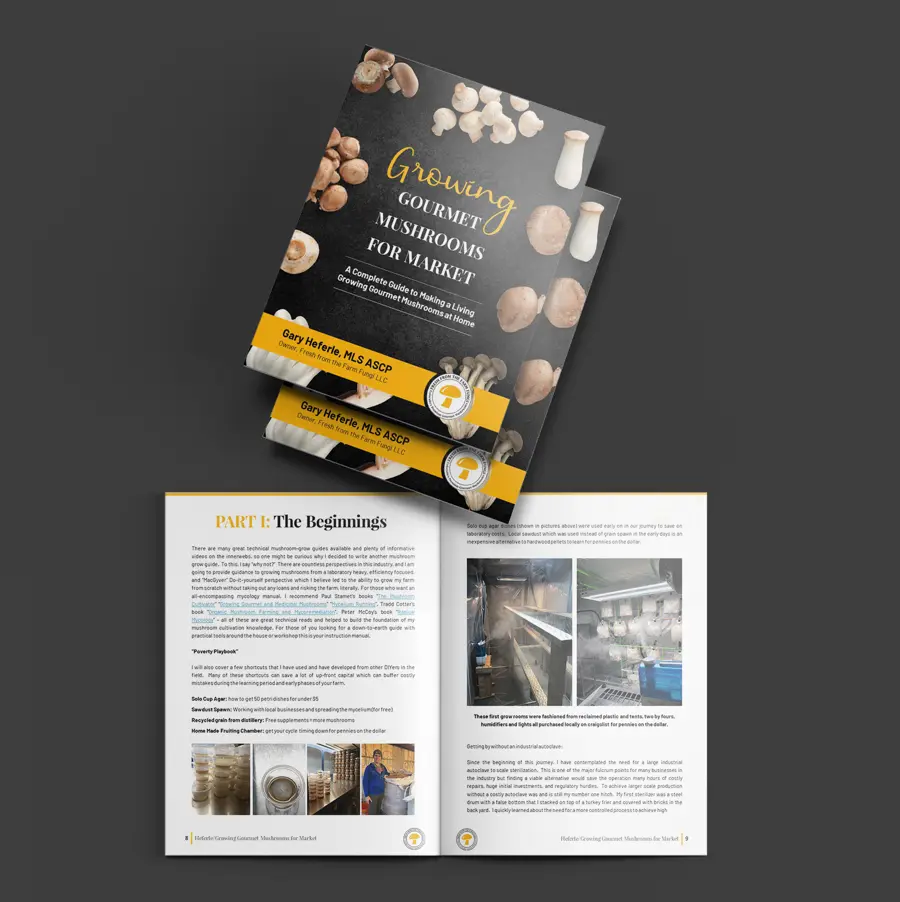Cover and sample pages of Growing Gourmet Mushrooms for Market by Gary Heferle